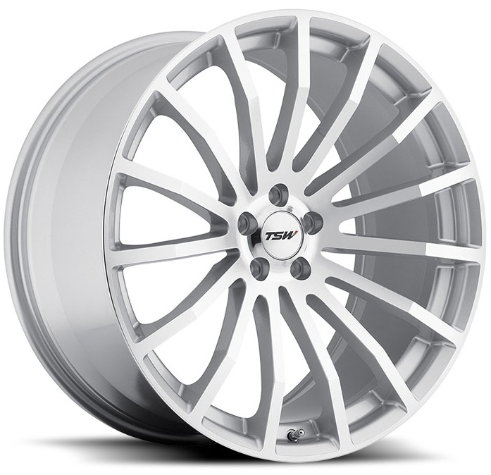 TSW Mallory 8Jx18 5x112 ET45 DIA72 Silver Mirror Cut Face